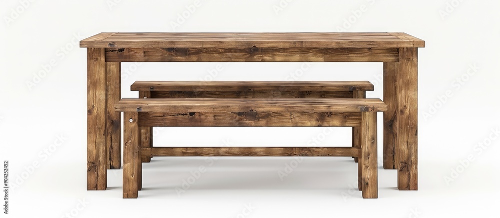 Aufkleber create a cozy farmhouse ambiance with this dining set featuring a sturdy wooden table and bench idea