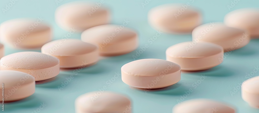 Aufkleber glucosamine and chondroitin tablets on a bright paper background with a soft focus in a close up sho