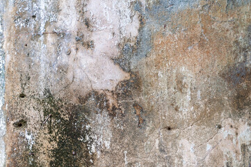 Textured wall with peeling paint and natural wear, showcasing vintage charm and character perfect for background or artistic projects.