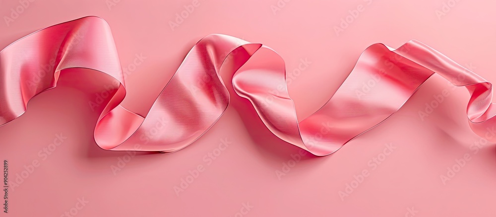 Poster pink ribbon on a matching pink backdrop illustrating various ribbon designs with copy space image