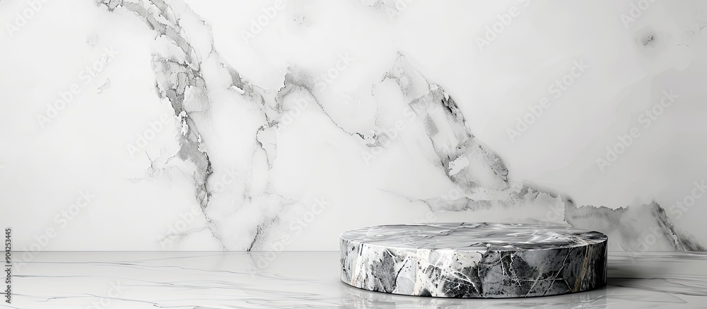 Poster marble table with a menu holder displayed against a white backdrop providing copy space for text