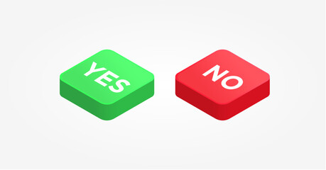 3d Yes No button icon vector design