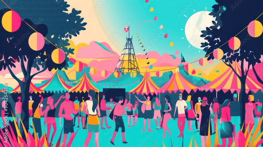 Poster festival poster template with customizable elements for different events.