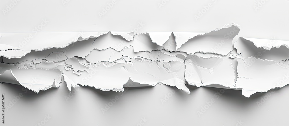 Poster ripped white paper strips with torn edges placed on a white background leaving space for alternative