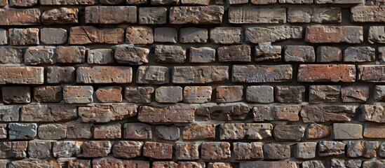 Obraz premium Brick wall with varying old and new bricks suitable for design projects and presentations with copy space image