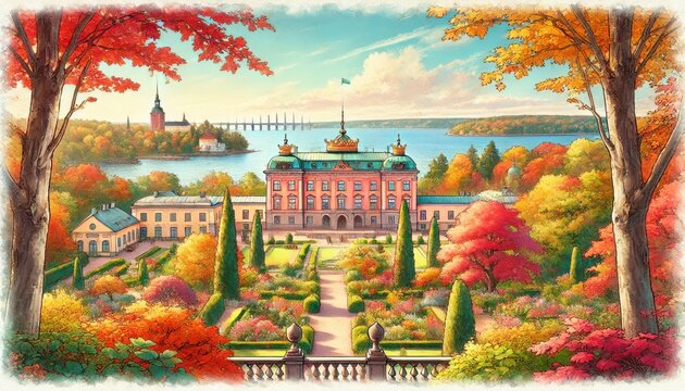 A picturesque scene of Sofiero Palace in Helsingborg, Sweden