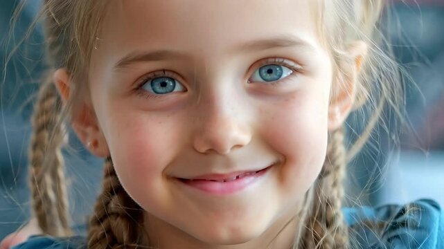 A gifted little girl solves an arithmetic problem that her teacher gave her. An image of a contented elementary school student working hard to study