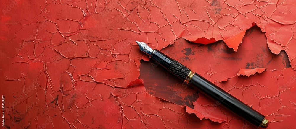 Aufkleber share your feedback message on torn red paper with a pen and brown backdrop for a feedback symbol co