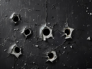 A wall with bullet holes in it