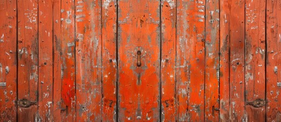 Obraz premium Rustic background with an old shabby orange wooden wall providing a textured orange old paint with copy space image