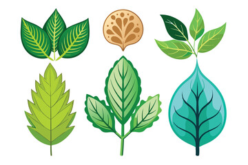 An Assortment of Stylized Green and Blue Leaves
