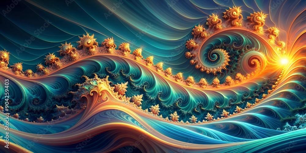 Poster abstract fractal background with waves creative ai