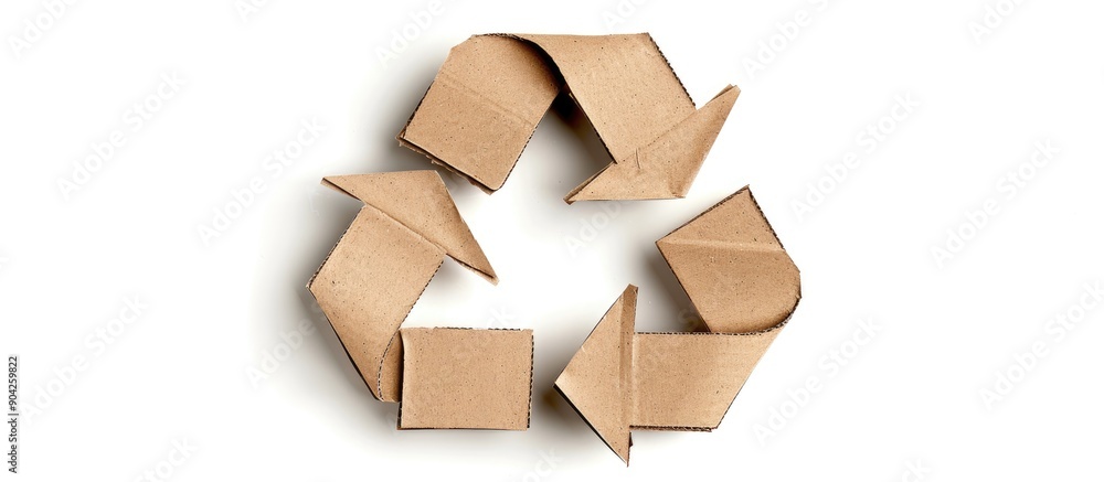 Poster cardboard recycling symbol isolated on white background promoting eco friendly practices for earth d