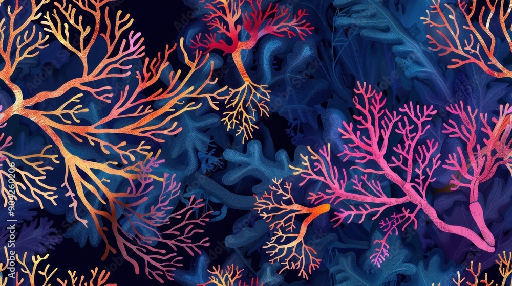 Wall mural abstract coral reef pattern.