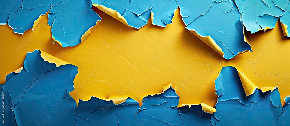 Poster a back to school message is depicted on torn yellow paper against a blue background serving as a sym