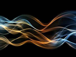 Colorful Lightwaves on Black Background, Generative AI Illustration