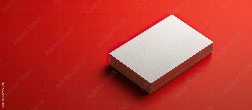 Poster white business card displayed on a vibrant red background with copy space image