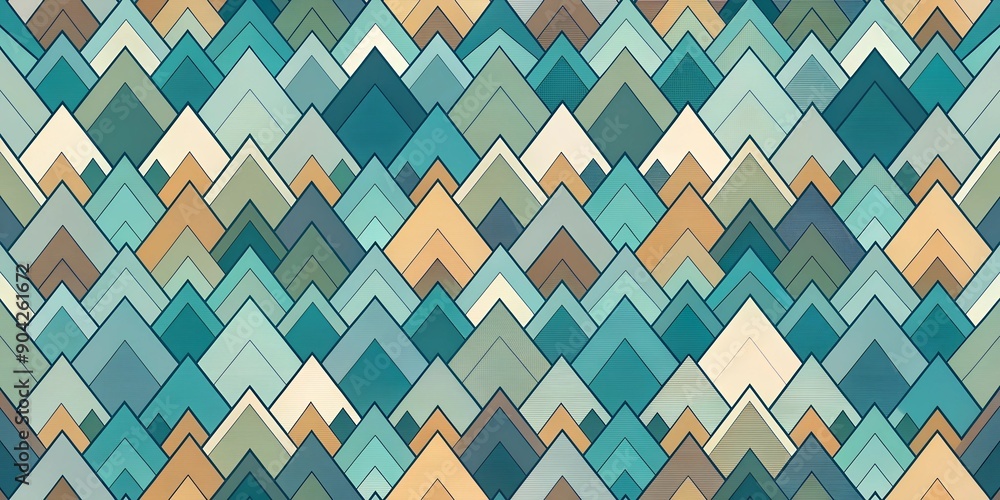 Poster seamless geometric pattern with mountains generative ai