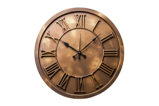 Modern Wall Clock isolated on transparent background