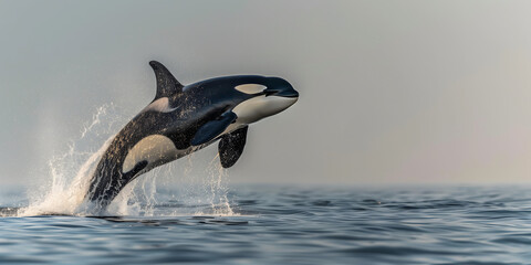 Fototapeta premium Fish jumping water in ocean Wildlife and Photography Concept