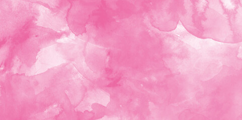 pink watercolor technique on watercolor paper with stains and splashes, Pastel color grainy gradient background with watercolor, Digital art painting on paper with splashes.