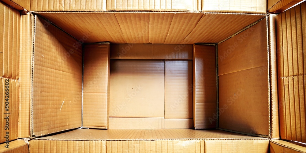 Aufkleber open box for things empty open cardboard box close up packing for cargo generative ai