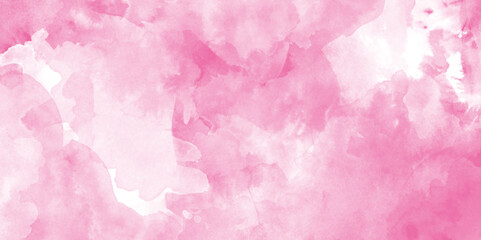 pink watercolor technique on watercolor paper with stains and splashes, Pastel color grainy gradient background with watercolor, Digital art painting on paper with splashes.