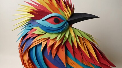 Fototapeta premium Spiky feathered bird with long beak and striking colors.