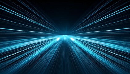 Abstract Blue wallpaper. Fast light beams on dark background. Modern futuristic backdrop. Digital vector illustration. Speed or motion concept. Virtual space technology. Cyan lines