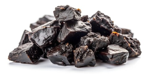 Pure shilajit pieces on white background Generative By AI