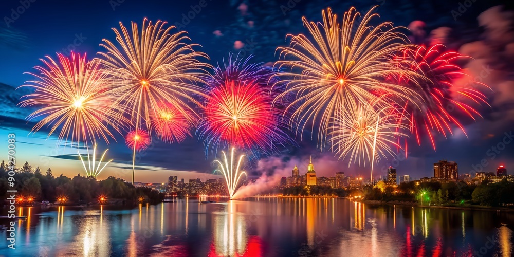 Poster canada day firework show generative ai generative by ai