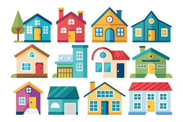 A Collection of Colorful, Cartoon-Style Houses