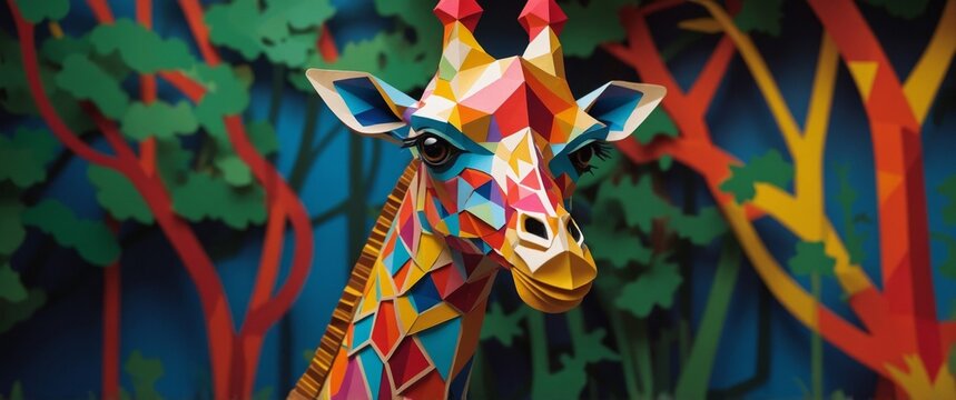 Vibrant and Tilted Angle Giraffe Showcasing Elegance and Uniqueness.