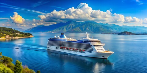 Norwegian cruise line cruise ship Norwegian Escape  international waters during the route between Albania and corfu island Greec