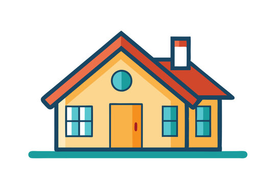 recommend clip art: Cartoon Illustration of a Yellow House with a Red Roof