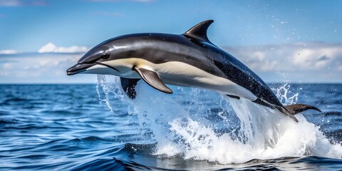 Exhilarating breach of northern right whale dolphin Creative AI, ocean, whale dolphin breaching