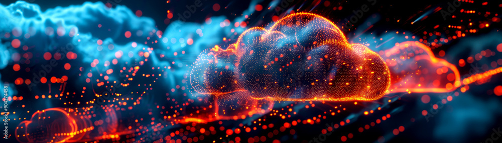 Poster colorful clouds illuminated by vibrant lights create a dynamic and ethereal atmosphere in this stunn