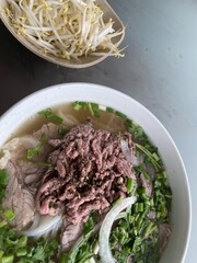 Vietnamese Pho Bo bowl, traditional food on every street