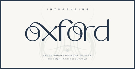 Oxford minimal modern alphabet fonts. Typography technology electronic digital music future creative font. vector illustration
