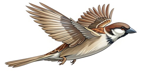 Naklejka premium One line sparrow flies design silhouette Hand drawn minimalism style vector illustration AI-Generated Content