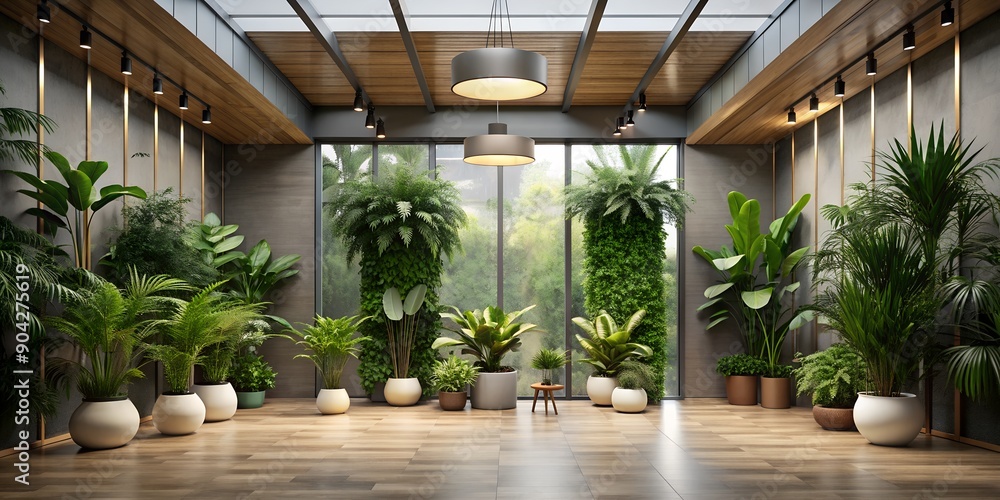 Poster interior design architecture with plants generative by ai