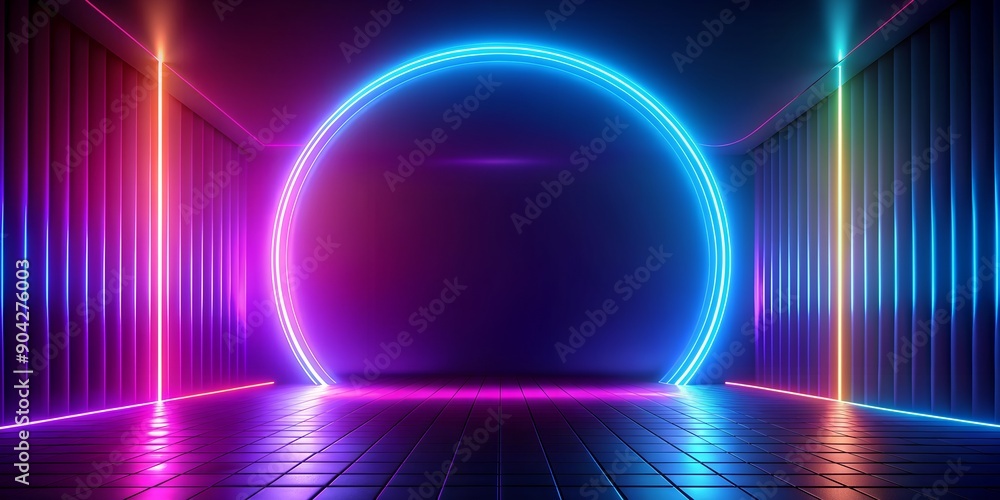 Poster neon color theme gradient abstract background ai-generated content