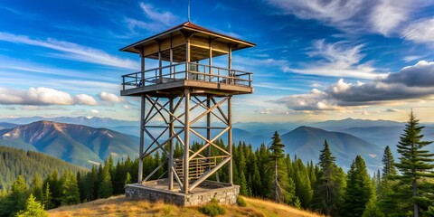 Fire Lookout towering a national forest Creative AI