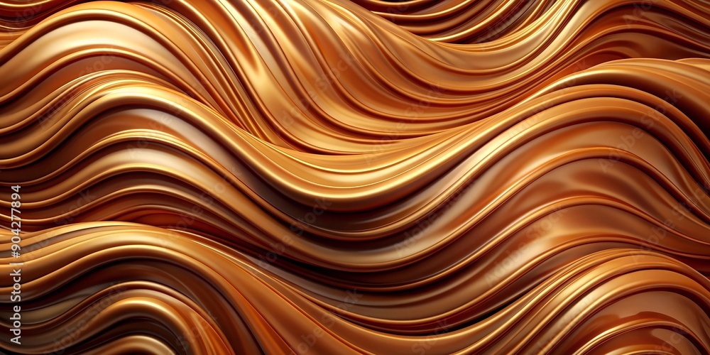 Poster viscous liquid brown caramel twisted in waves and spirals horizontal photo texture banner mock up is