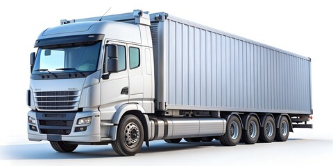 3D rendering of truck with refrigerated container for cold chain concept Generative AI AI-Generated Content