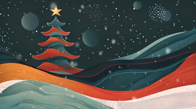 Christmas tree , festive Christmas card. New Year's atmosphere
