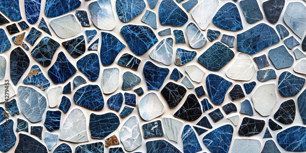 Poster ceramic tile texture with intricate mosaic patterns and glossy finish, suitable for interior design 