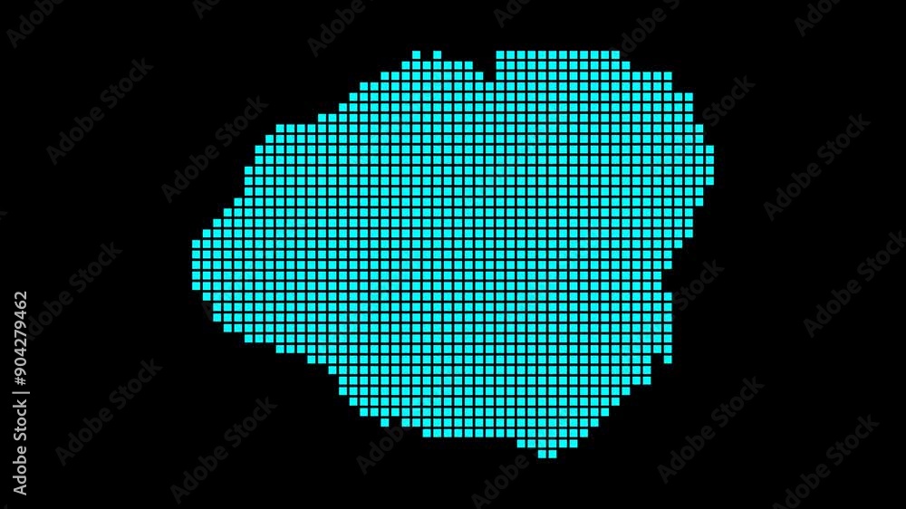 Poster kauai digital map. map of kauai in dotted style. shape of the island filled with rectangles. astonis