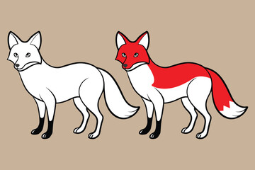 Red fox Vector Isolated on white background vector illustration. Stock vector. Red fox cartoon vector illustration. Wild Animals Icon. Funny red fox collection. Red Fox Color Icon For Book.