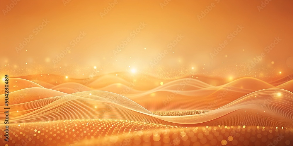 Aufkleber pastel orange gradient wave pattern abstract landscape smooth glow field soft ocean of particles ai-